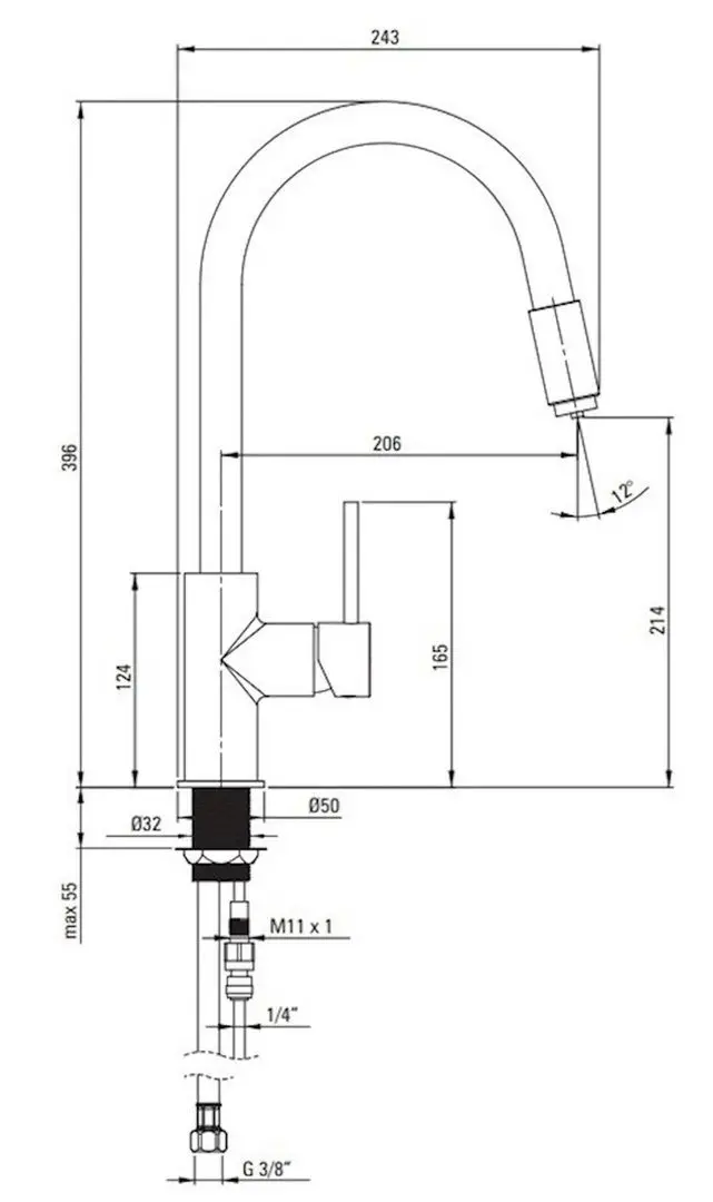 Baterie pentru chiuveta Deante Aster BCA-N64M (Black) - 3