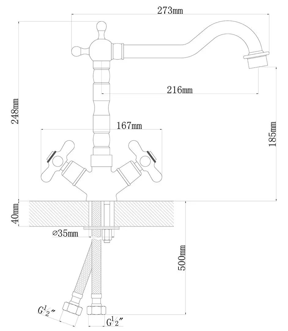 Baterie pentru chiuveta Dr.Gans Prima (Bronze)