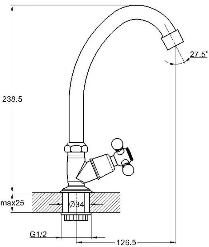 Baterie pentru chiuveta Esta TZF A605 (Chrome) - 2