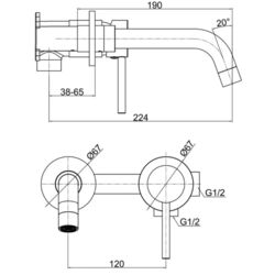 Baterie pentru lavoar F-Design Flusso FD1-FLS-3PA-55 (Gold) Thumb