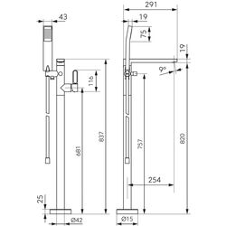 Смеситель для ванны и душа F-Design Zaffiro FD1-ZFR-11F-22 (Black) Thumb