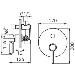 Смеситель для ванны и душа F-Design Zaffiro FD1-ZFR-7P-22 (Black) Thumb