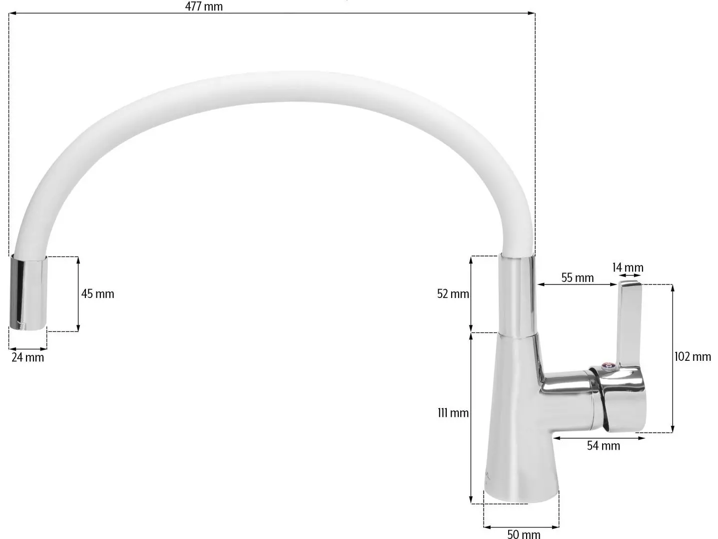 Baterie pentru chiuveta Fala Flexible 75706 (White) - 6