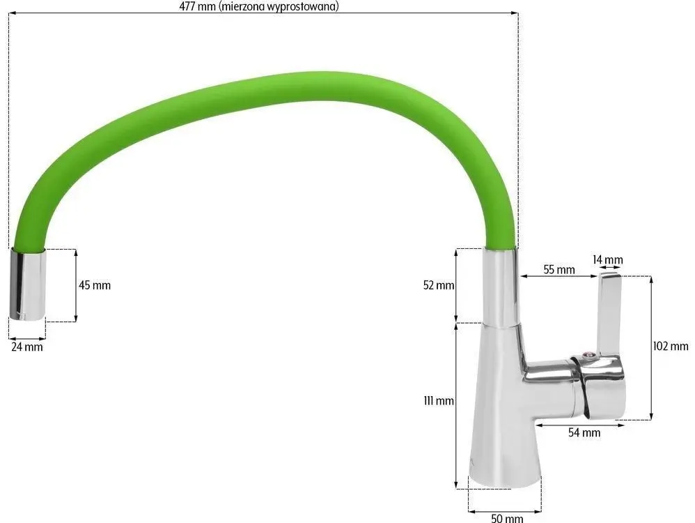 Baterie pentru chiuveta Fala Flexible (Green) - 7