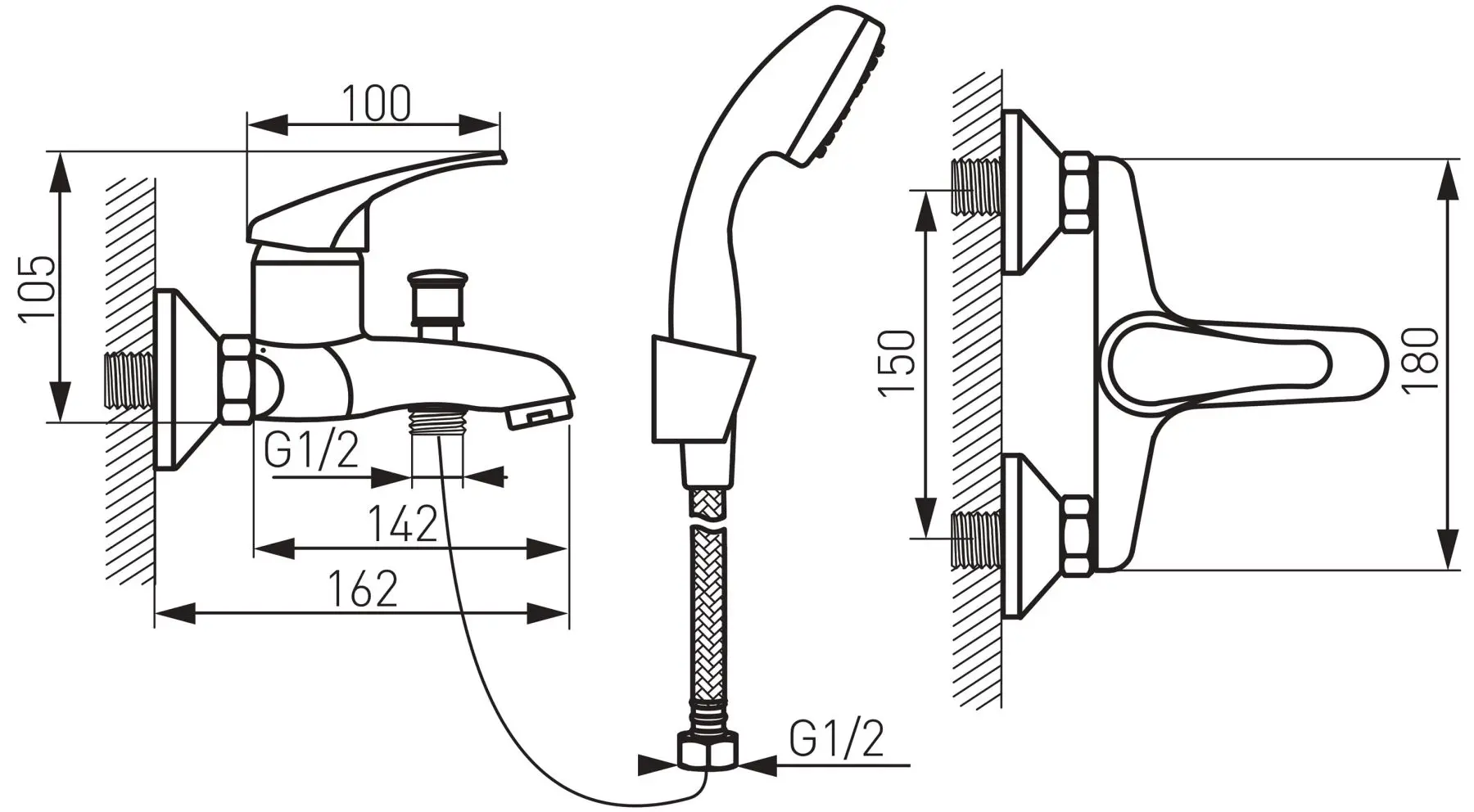 Set de dus Ferro Basic BBC11 (Chrome) - 2
