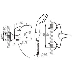 Set de dus Ferro Basic BBC77 (Chrome) Thumb