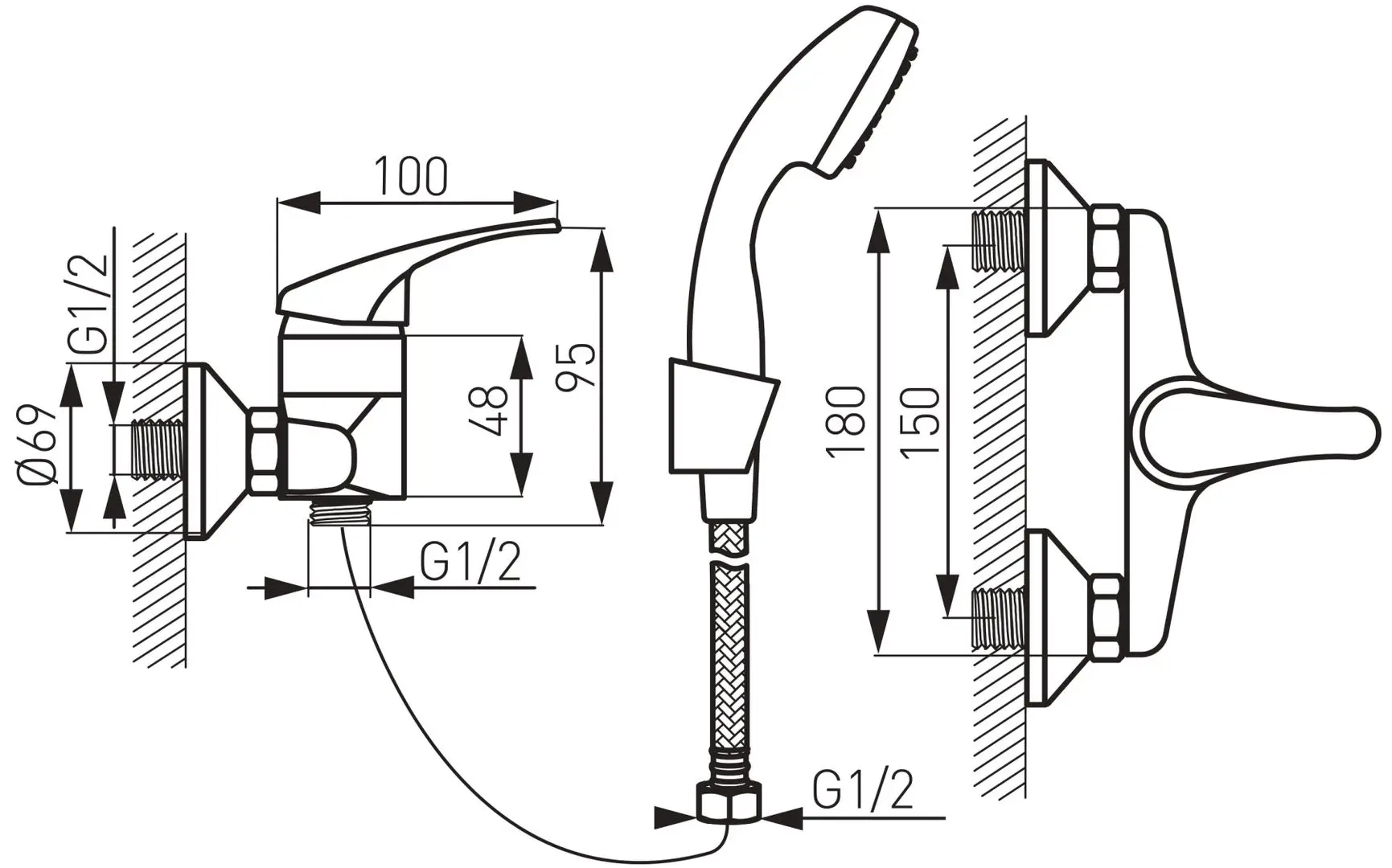 Set de dus Ferro Basic BBC77 (Chrome) - 2