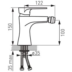 Baterie pentru bideu Ferro Algeo Square BAQ6 (Chrome) Thumb