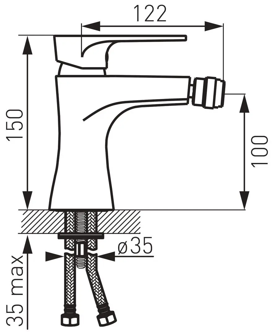 Baterie pentru bideu Ferro Algeo Square BAQ6 (Chrome) - 2