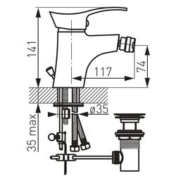 Baterie pentru bideu Ferro Padwa BTP6 (Chrome) Thumb