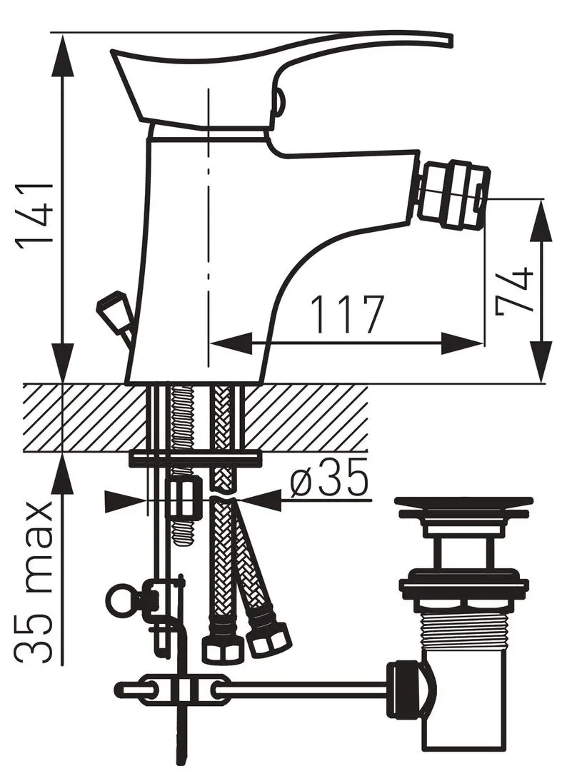 Baterie pentru bideu Ferro Padwa BTP6 (Chrome) - 2