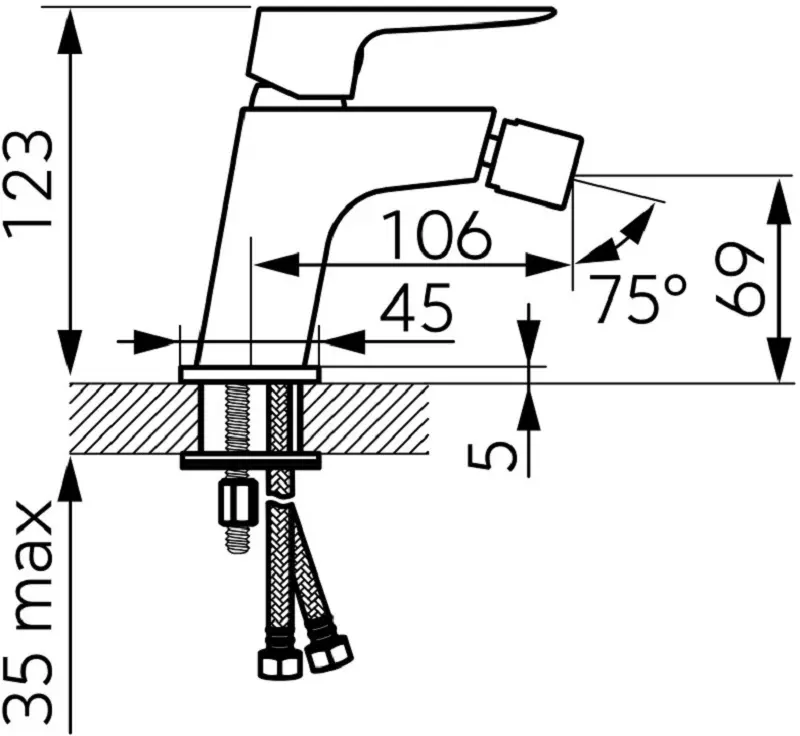 Baterie pentru bideu Ferro Vitto Verdeline BVI6VLGM (Gun Metal)