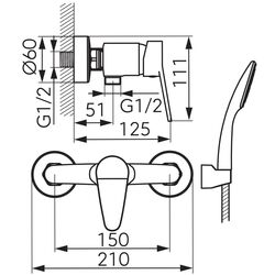 Baterie pentru dus Ferro Isso BIS77 (Chrome) Thumb