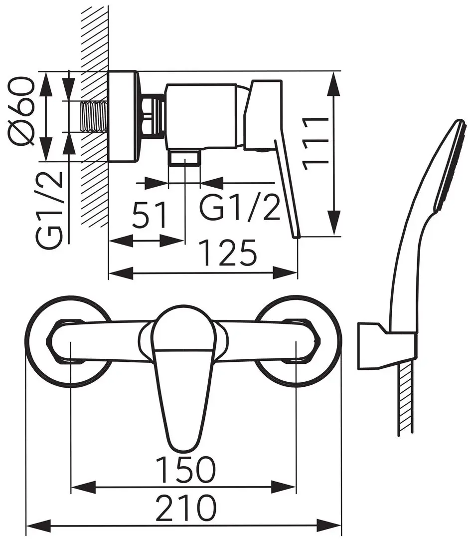 Baterie pentru dus Ferro Isso BIS77 (Chrome)
