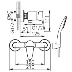 Baterie pentru dus Ferro ISSO BIS77 (Chrome) Thumb