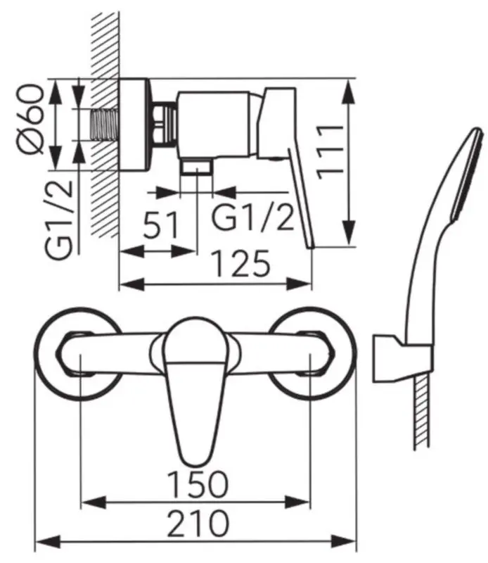 Baterie pentru dus Ferro ISSO BIS77 (Chrome) - 2