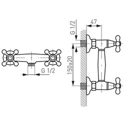Baterie pentru dus Ferro Retro New XD7 (Chrome) Thumb