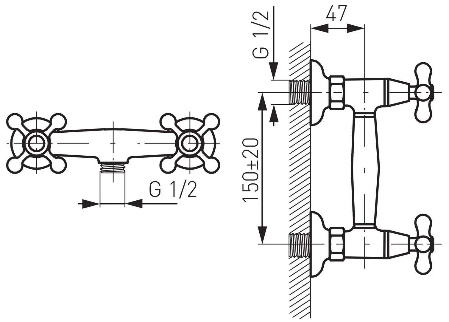 Baterie pentru dus Ferro Retro New XD7 (Chrome) - 2