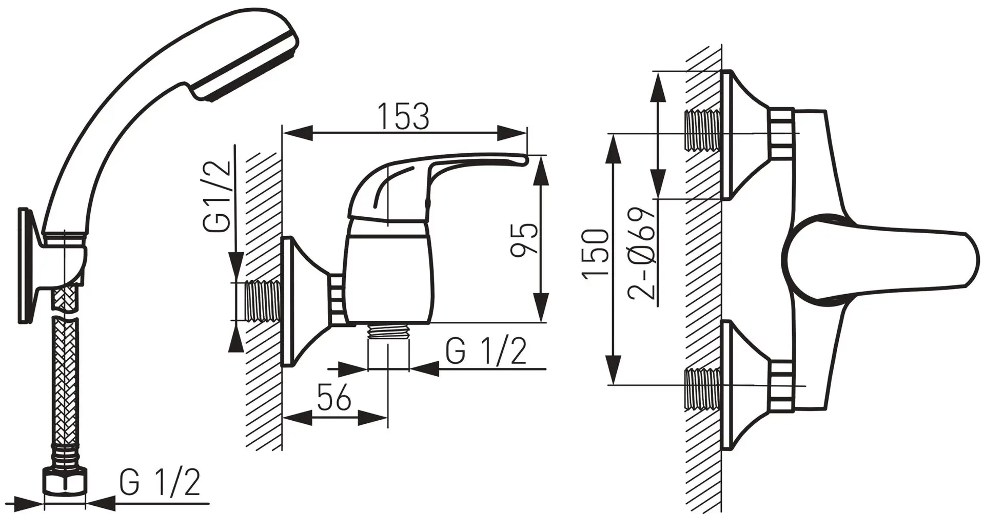Baterie pentru dus Ferro Vasto BVA77 (Chrome) - 2