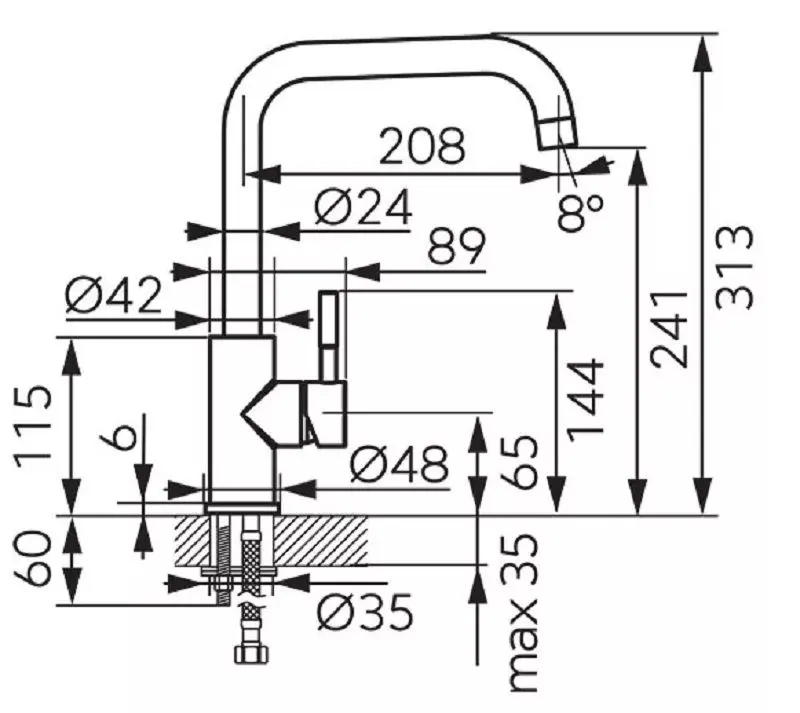 Baterie pentru chiuveta Ferro Camiro BCQ4 (Inox)