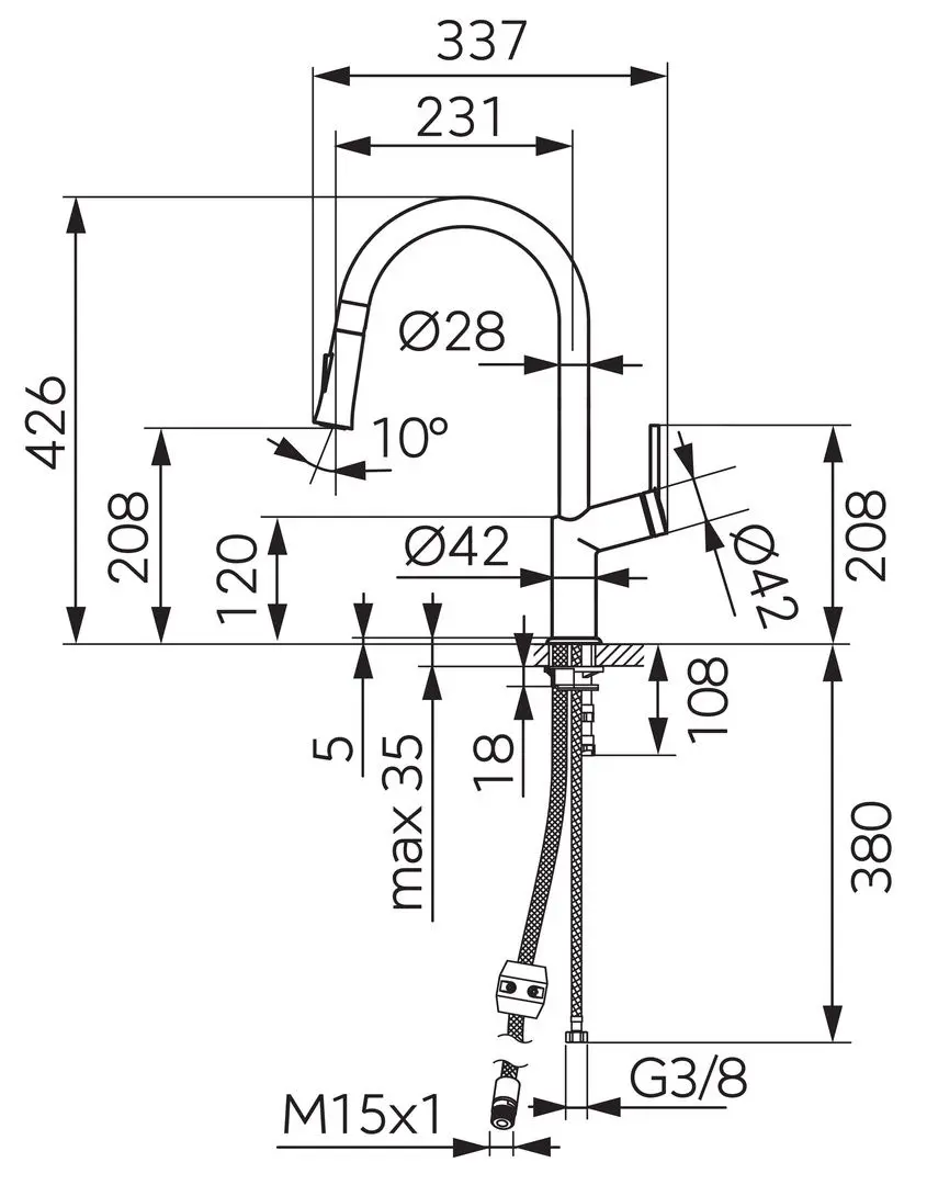 Смеситель для мойки Ferro Cumulus BCU8 (Chrome)