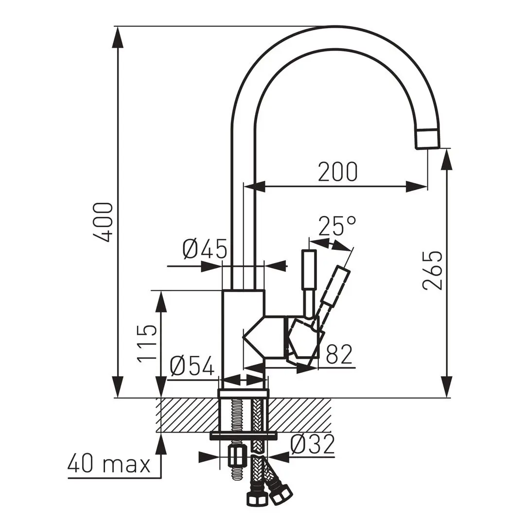 Baterie pentru chiuveta Ferro Paese BPE4 (Inox) - 4