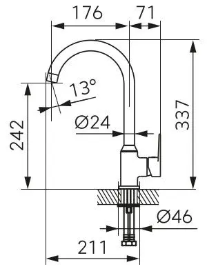 Baterie pentru chiuveta Ferro Ritto BTR4 (Chrome)