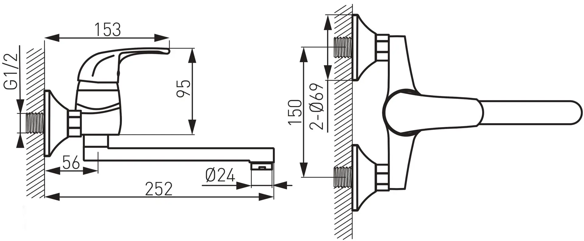 Baterie pentru chiuveta Ferro Vasto BVA5 (Chrome) - 2