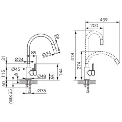 Baterie pentru chiuveta Ferro Zumba BZA4BSSGM (Gun Metal) Thumb