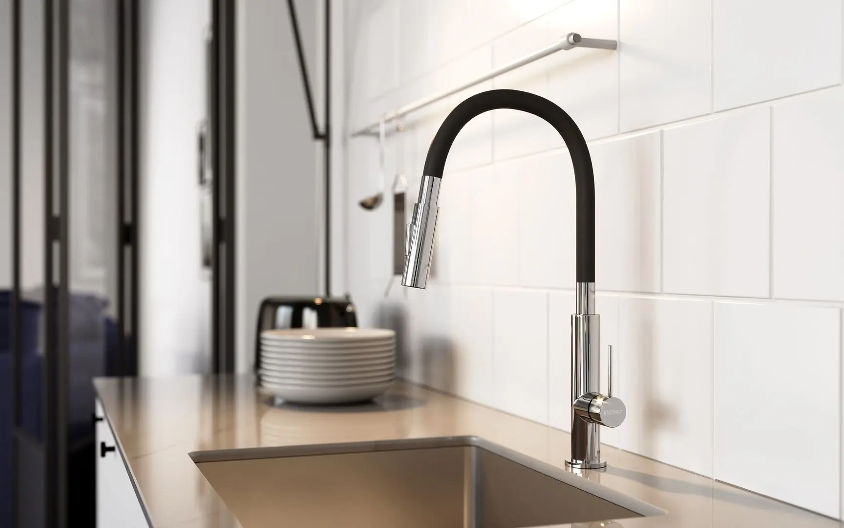 Baterie pentru chiuveta Ferro Zumba Slim 2F BZA43B (Black/Chrome)