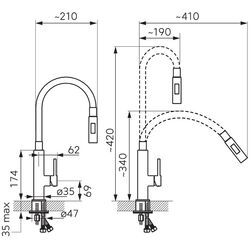 Смеситель для мойки Ferro Zumba Slim 2F BZA43L (Blue/Chrome) Thumb