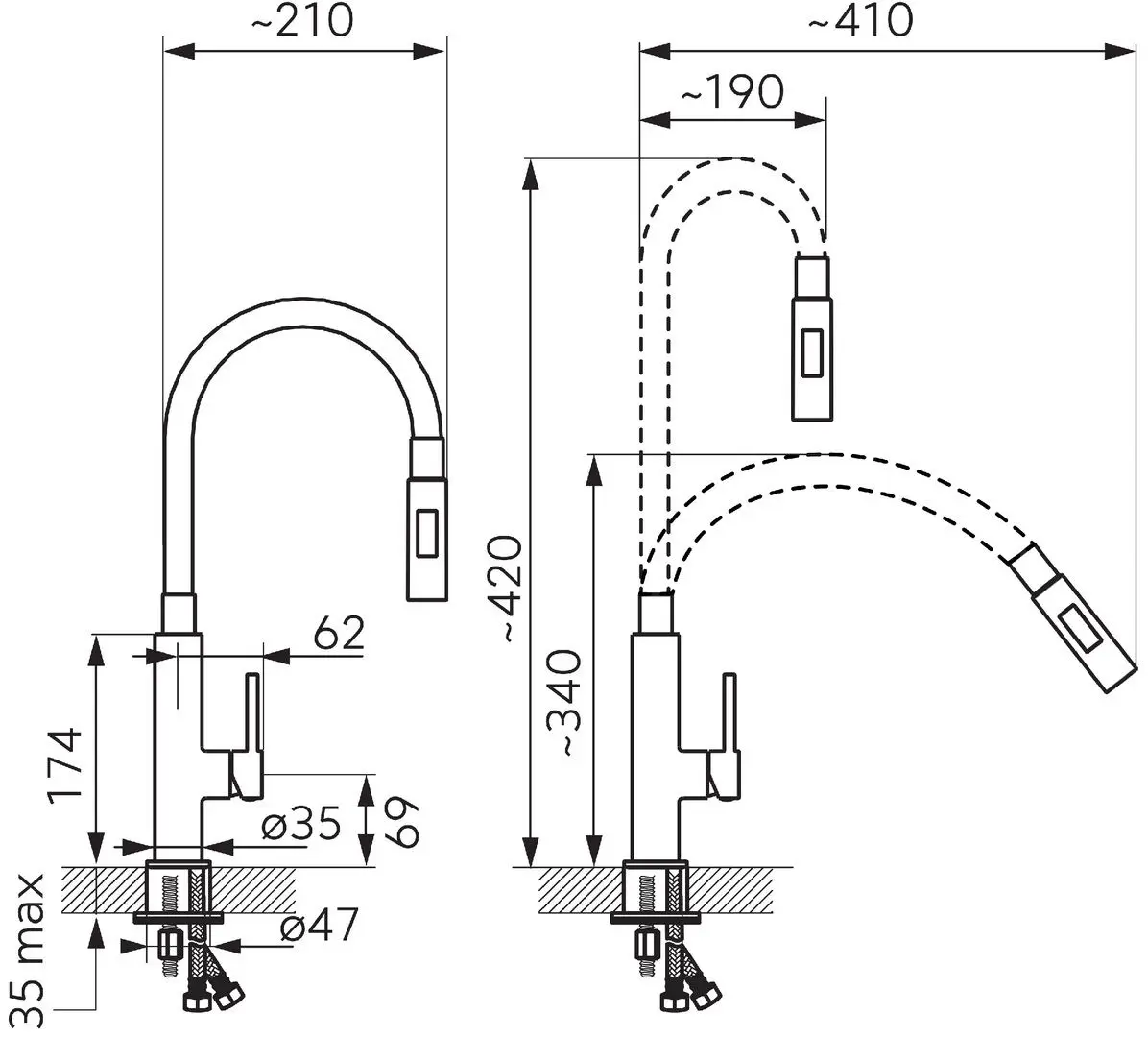 Смеситель для мойки Ferro Zumba Slim 2F BZA43L (Blue/Chrome)