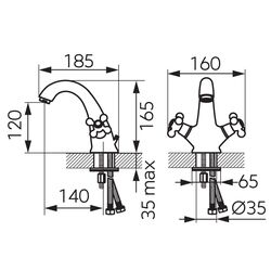 Baterie pentru lavoar Ferro Antica BAI2BR (Bronze) Thumb
