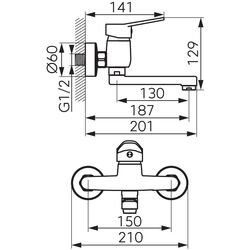 Baterie pentru lavoar Ferro Isso BIS3 (Chrome) Thumb