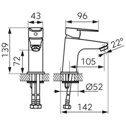Baterie pentru lavoar Ferro Ritto BTR2 (Chrome) Thumb