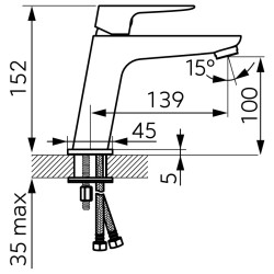 Baterie pentru lavoar Ferro Vitto Verdeline BVI2VLGM (Gun Metal) Thumb