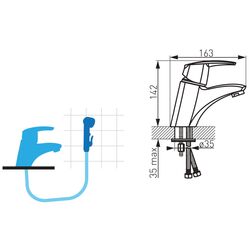 Baterie pentru lavoar cu dus igienic Ferro Metalia 56015.0 (Chrome) Thumb