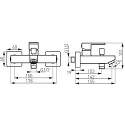 Смеситель для ванны и душа Ferro Zicco BZI1BL (Black) Thumb