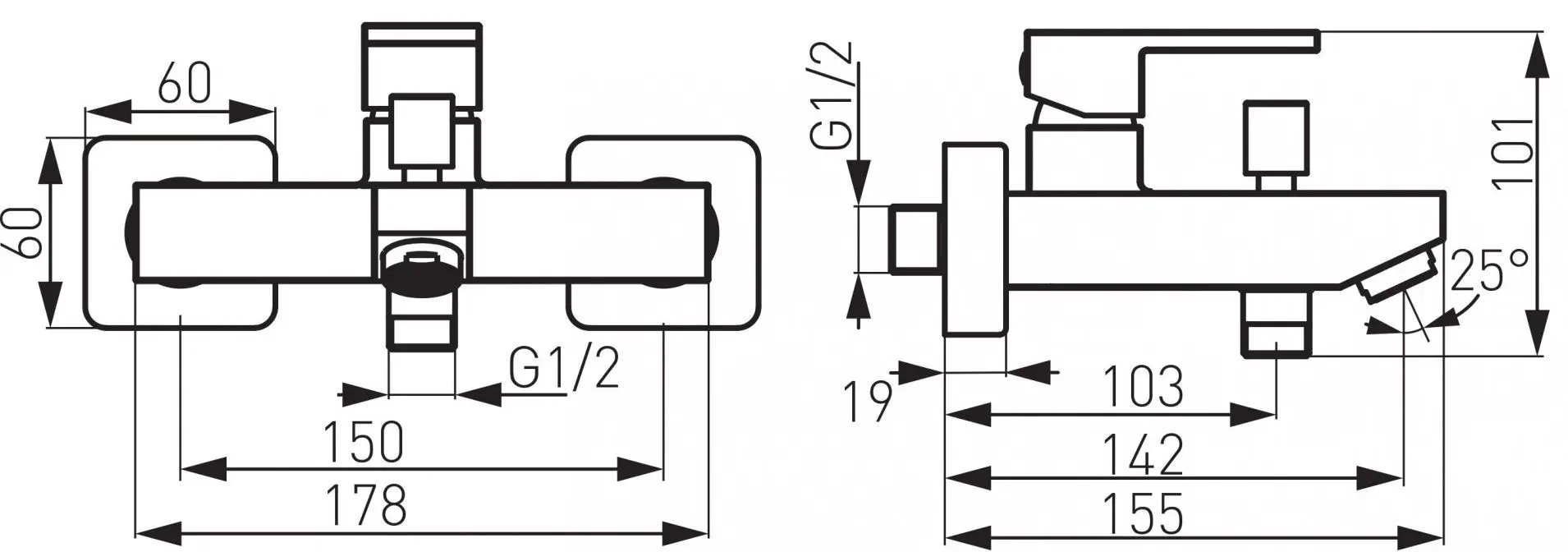 Смеситель для ванны и душа Ferro Zicco BZI1BL (Black)