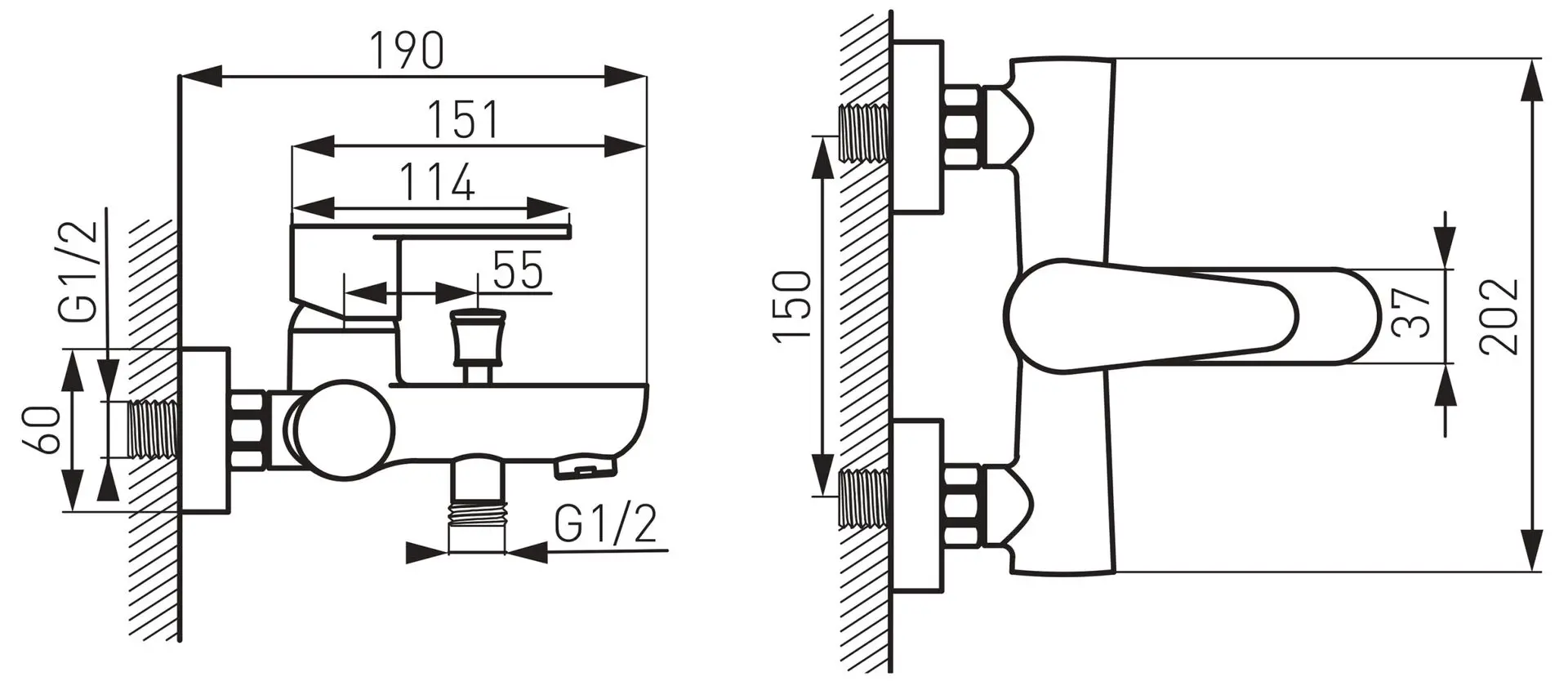 Baterie pentru baie si dus Ferro Algeo BAG1BL (Black)