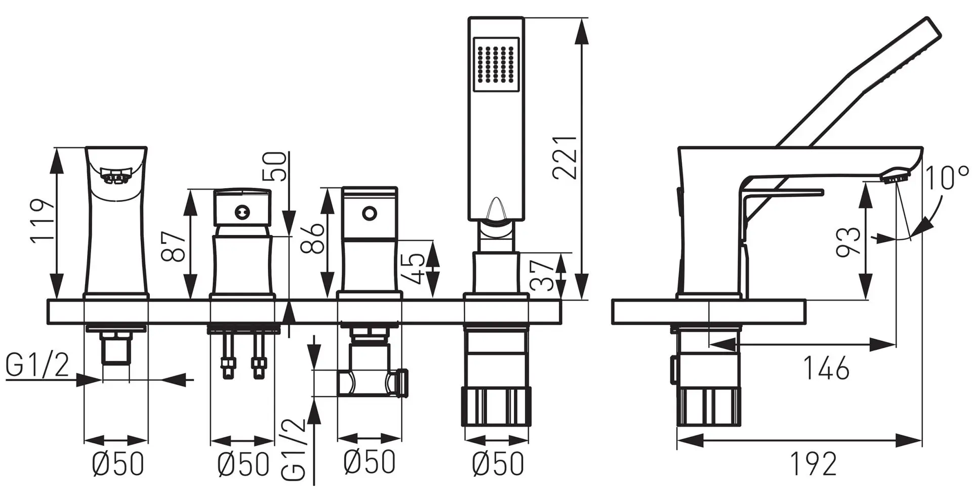 Baterie pentru baie Ferro Algeo Square BAQ11A (Chrome) - 2