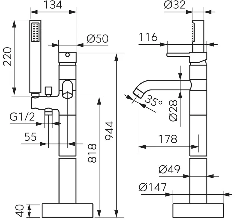 Baterie pentru cada Ferro Circulus BCK11F (Chrome) - 3