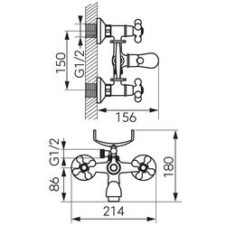 Смеситель для ванны и душа Ferro Antica BAI11BR (Bronze) Thumb