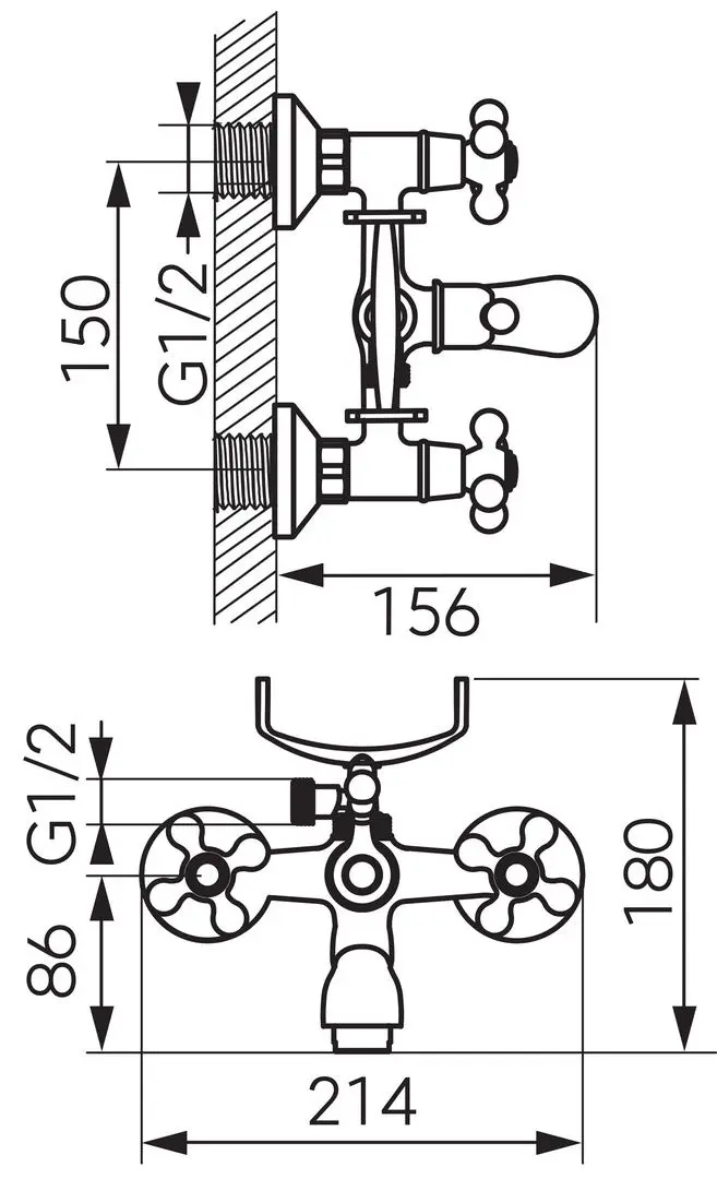 Смеситель для ванны и душа Ferro Antica BAI11BR (Bronze)