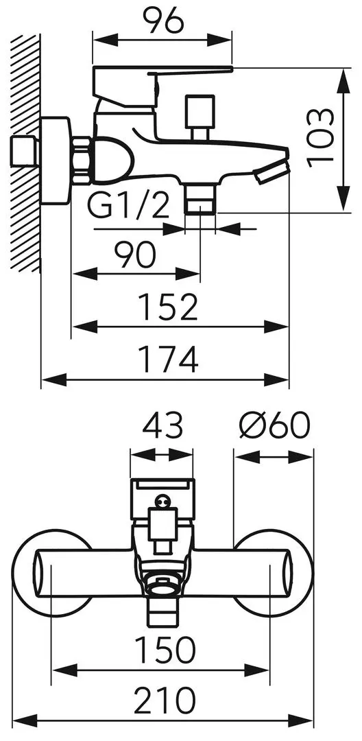 Смеситель для ванны и душа Ferro Ritto BTR1 (Chrome)