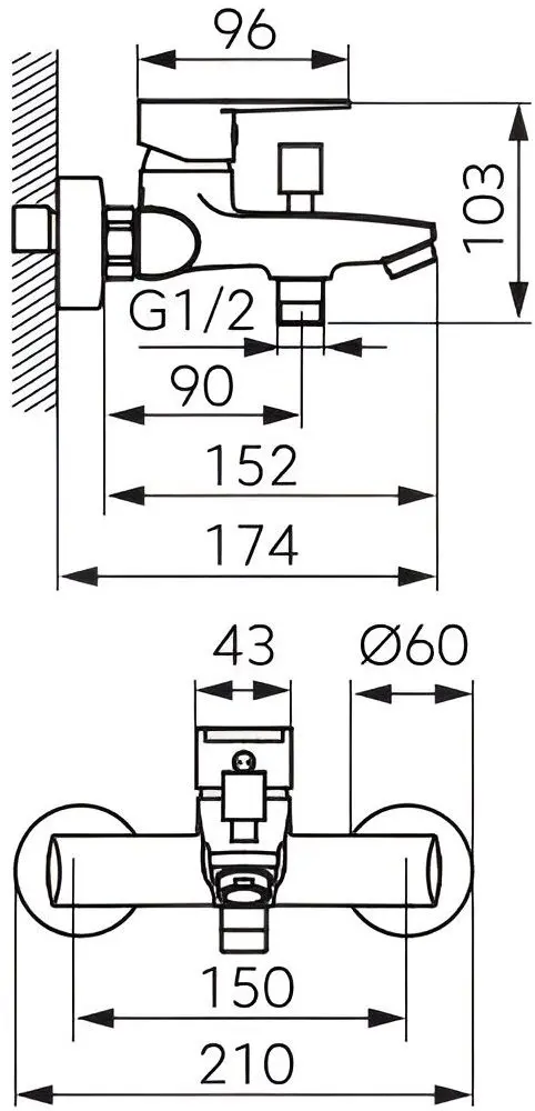 Смеситель для ванны и душа Ferro Ritto BTR1BL (Black)