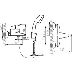 Baterie pentru cada si dus Ferro Smile BSM11 (Chrome) Thumb