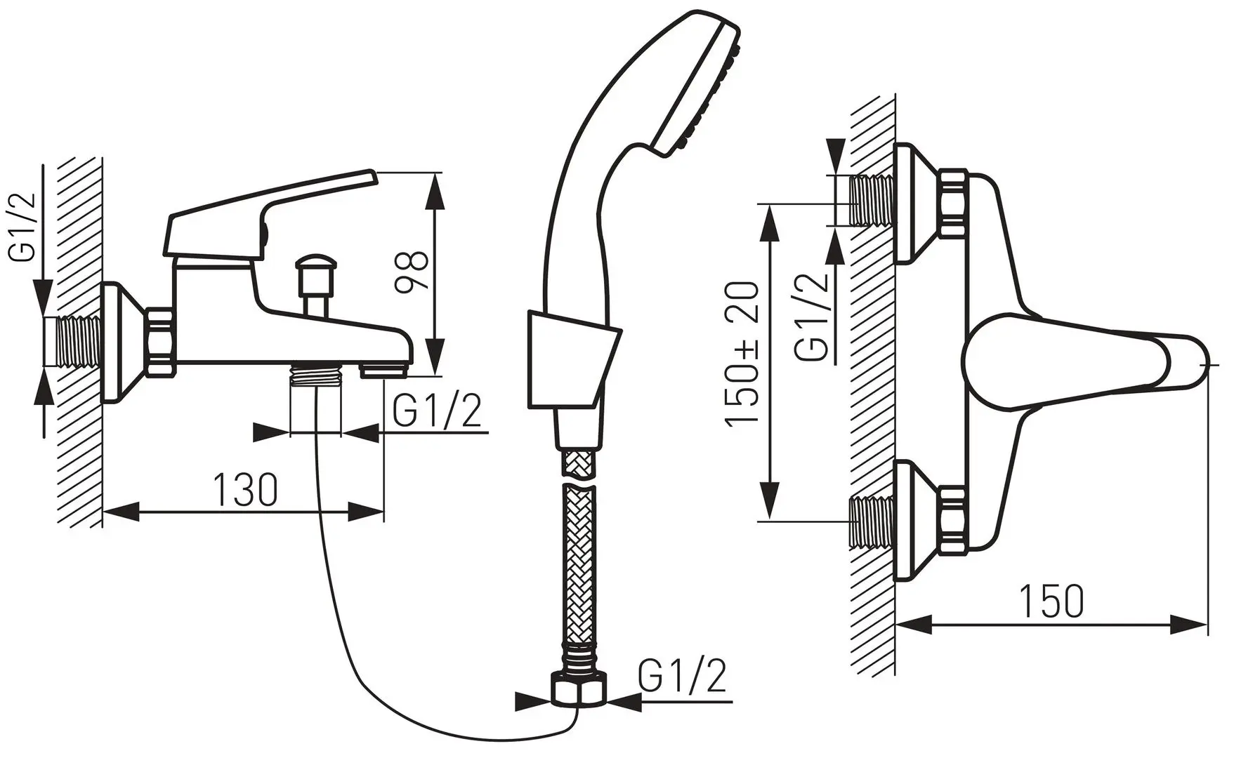 Baterie pentru cada si dus Ferro Smile BSM11 (Chrome) - 4