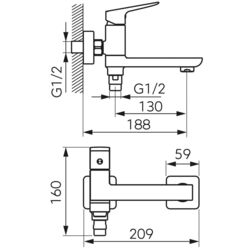 Смеситель для ванны и душа Ferro Vitto Verdeline BVI1RVL (Chrome) Thumb