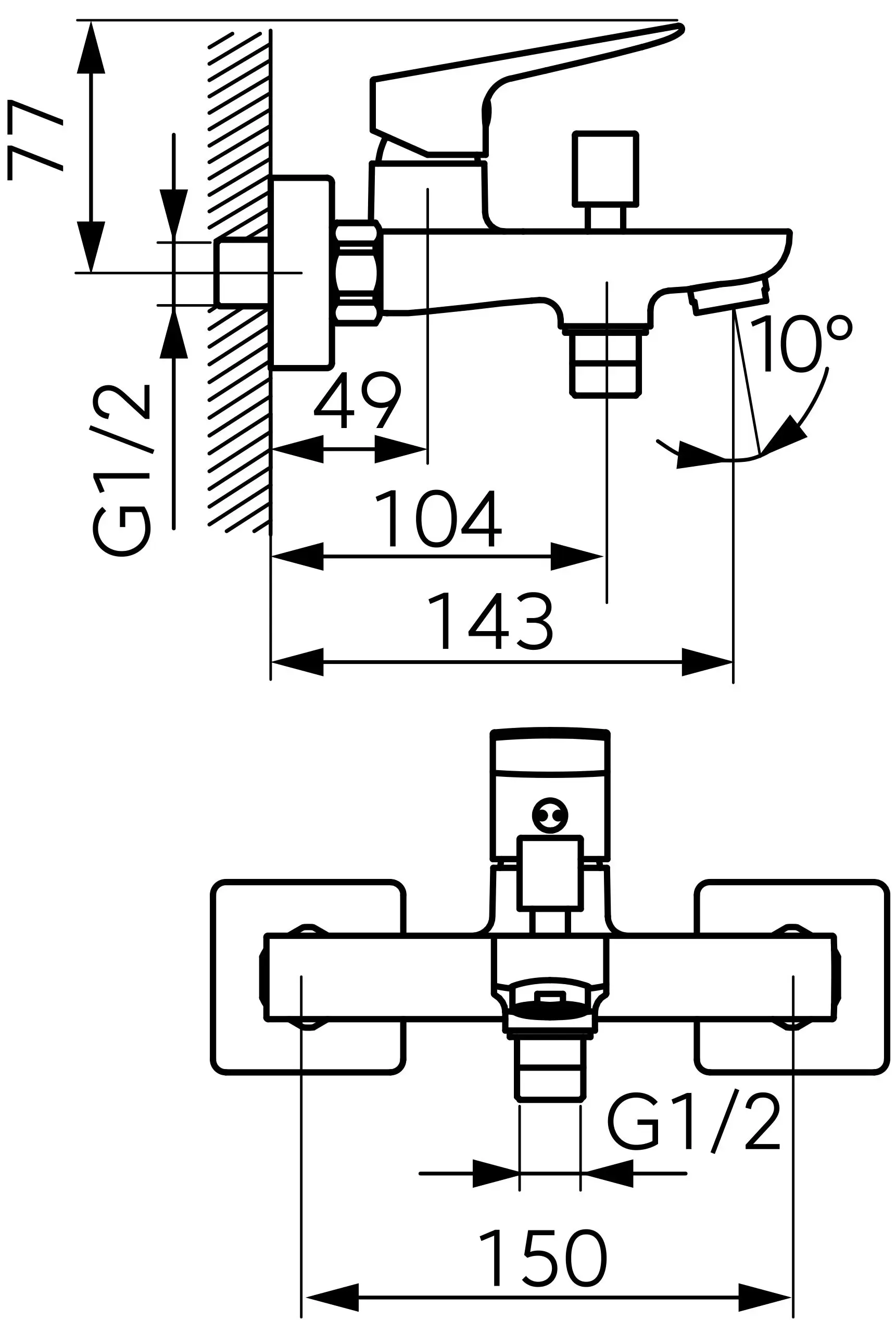 Смеситель для ванны и душа Ferro Vitto Verdeline BVI1VLGM (Gun Metal)